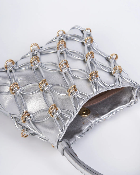 JADE BAG LEATHER ROPE - SILVER